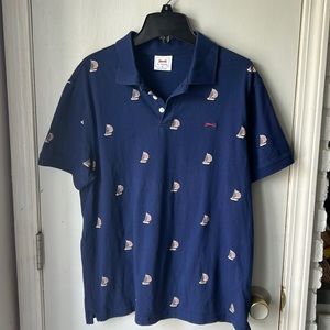 Le Tigre navy blue America sailboat, short sleeve polo medium